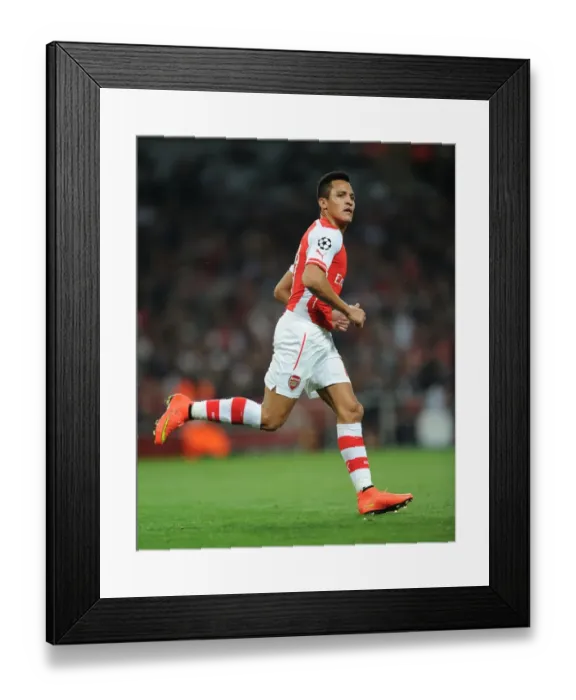Framed Print : Alexis Sanchez in Action: Arsenal FC vs. Besiktas JK, UEFA Champions League Qualifiers (2014)