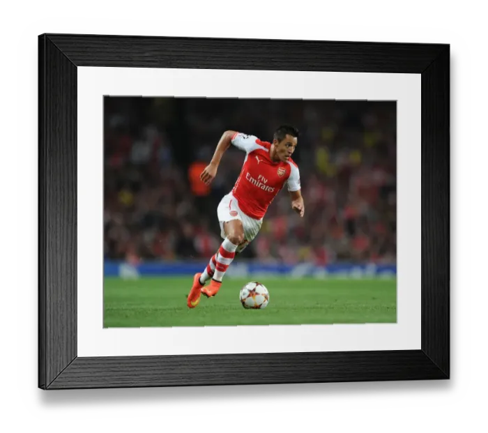Framed Print : Alexis Sanchez: Arsenal's Star Forward in Action Against Besiktas, 2014 UEFA Champions League Qualifiers Framed Print : Alexis Sanchez: Arsenal's Star Forward in Action Against Besiktas, 2014 UEFA Champions League Qualifiers