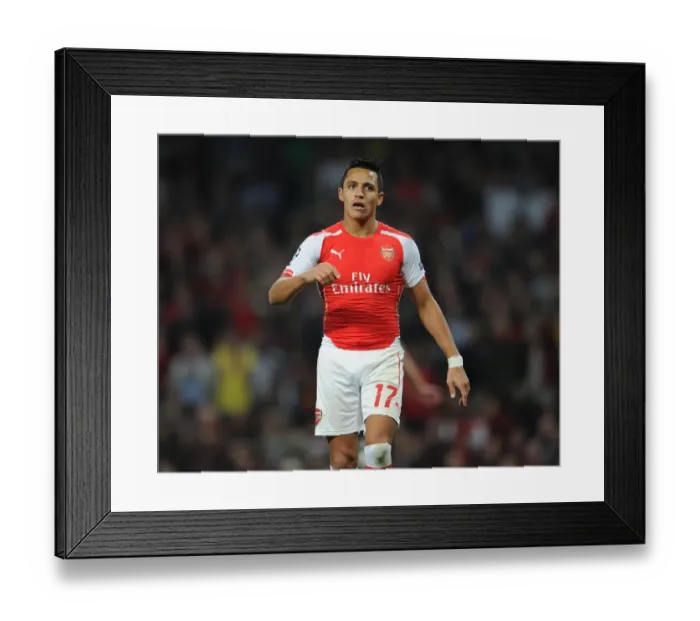 Framed Print : Alexis Sanchez: In Action for Arsenal against Besiktas, 2014 UEFA Champions League Qualifiers