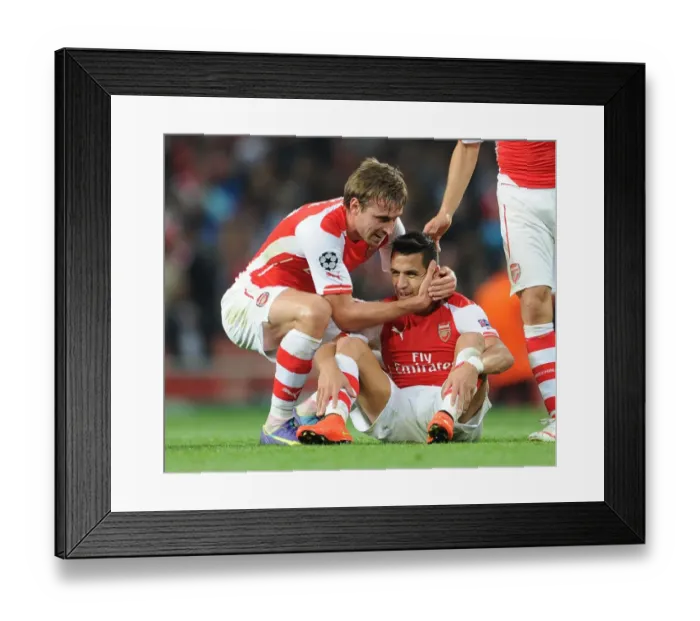 Framed Print : Celebration at Emirates: Monreal and Sanchez Reunite After Arsenal's UEFA Champions League Victory Framed Print : Celebration at Emirates: Monreal and Sanchez Reunite After Arsenal's UEFA Champions League Victory