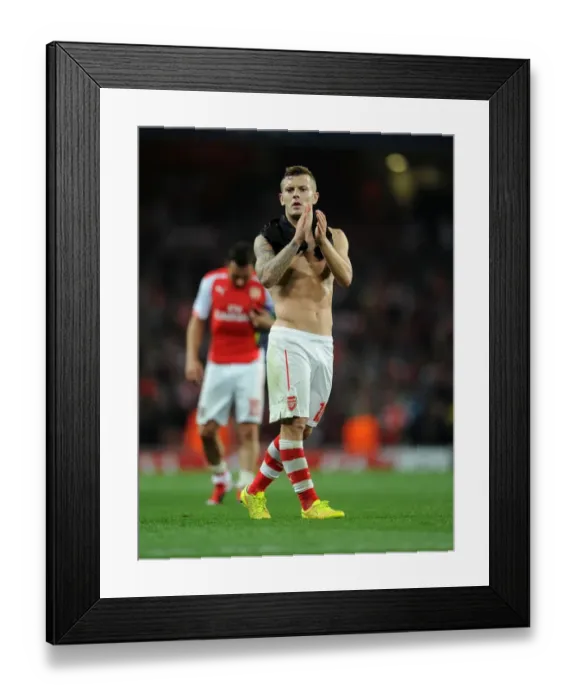 Framed Print : Jack Wilshere Celebrates with Arsenal Fans after UEFA Champions League Victory over Besiktas