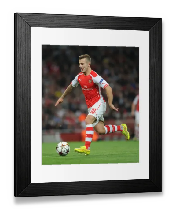 Framed Print : Jack Wilshere in Action: Arsenal FC vs Besiktas JK, UEFA Champions League Qualifiers, 2014
