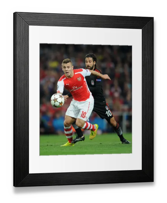 Framed Print : Jack Wilshere Outruns Olcay Sahan: Arsenal FC vs Besiktas JK, UEFA Champions League Qualifiers