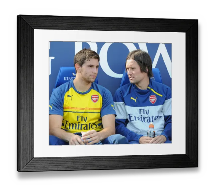 Framed Print : Emi Martinez and Tomas Rosicky (Arsenal). Leicester City 1: 1 Arsenal. Barclays Premier League Framed Print : Emi Martinez and Tomas Rosicky (Arsenal). Leicester City 1: 1 Arsenal. Barclays Premier League