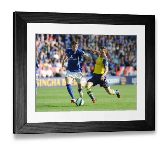 Framed Print : Clash of Midfielders: Ramsey vs Hammond (Leicester City vs Arsenal, 2014-15) Framed Print : Clash of Midfielders: Ramsey vs Hammond (Leicester City vs Arsenal, 2014-15)