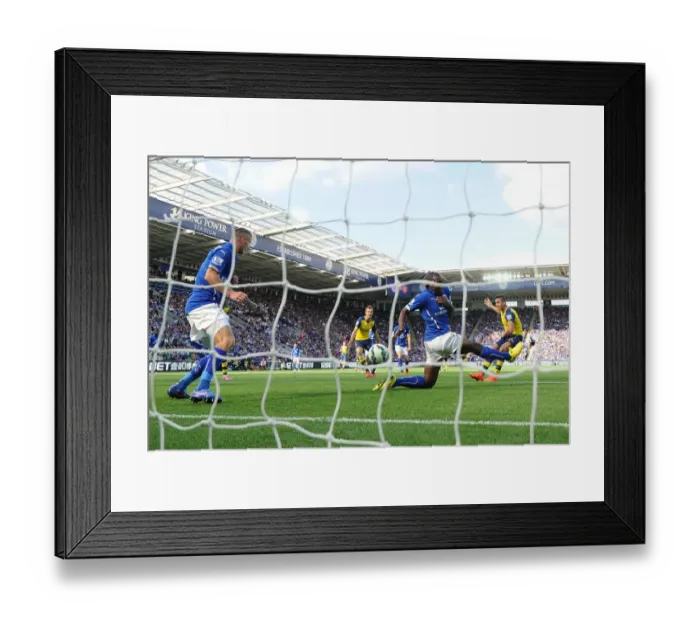 Framed Print : Alexis Sanchez Scores Stunner Past Wes Morgan and Paul Koschesky: Leicester City vs. Arsenal, 2014-15 Premier League Framed Print : Alexis Sanchez Scores Stunner Past Wes Morgan and Paul Koschesky: Leicester City vs. Arsenal, 2014-15 Premier League