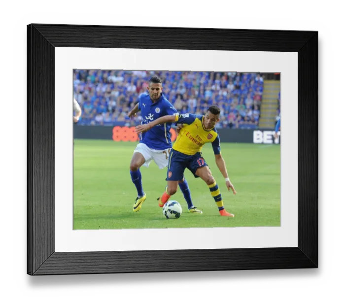 Framed Print : Clash of Stars: Sanchez vs. Mahrez - Leicester City vs. Arsenal, Premier League 2014-15