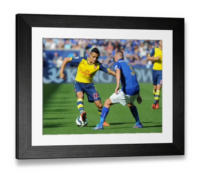 Framed Print : Alexis Sanchez (Arsenal) Paul Konchesky (Leicester). Leicester City 1: 1 Arsenal
