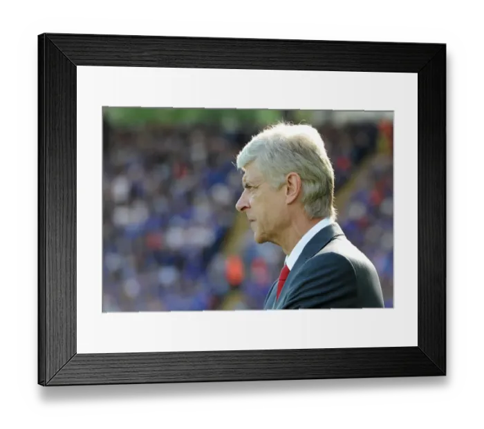 Framed Print : Arsene Wenger the Arsenal Manager. Leicester City 1: 1 Arsenal. Barclays Premier League Framed Print : Arsene Wenger the Arsenal Manager. Leicester City 1: 1 Arsenal. Barclays Premier League