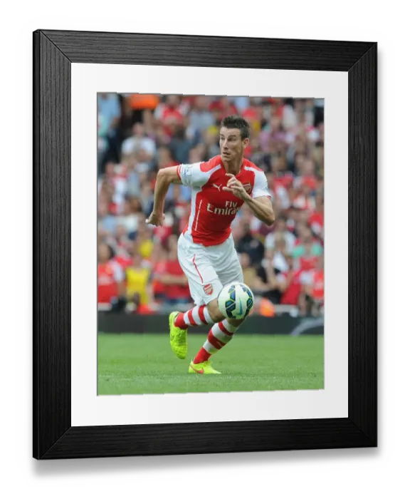 Framed Print : Arsenal's Koscielny Faces Manchester City in the Premier League Framed Print : Arsenal's Koscielny Faces Manchester City in the Premier League