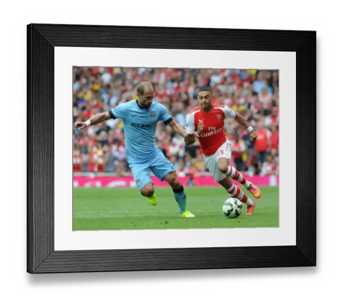 Framed Print : Alex Oxlade-Chamberlain (Arsenal) Pablo Zabaleta (Man City). Arsenal 2: 2 Manchester City Framed Print : Alex Oxlade-Chamberlain (Arsenal) Pablo Zabaleta (Man City). Arsenal 2: 2 Manchester City
