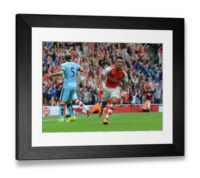 Framed Print : Alexis Sanchez Scores Arsenal's Second Goal vs Manchester City (2014-15)
