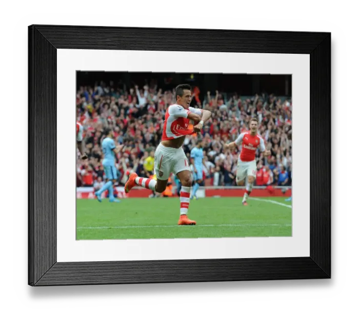 Framed Print : Alexis Sanchez Scores Arsenal's Second Goal Against Manchester City (2014-15) Framed Print : Alexis Sanchez Scores Arsenal's Second Goal Against Manchester City (2014-15)