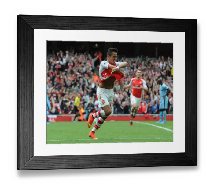 Framed Print : Alexis Sanchez's Celebration: Arsenal's Second Goal Against Manchester City (2014-15)