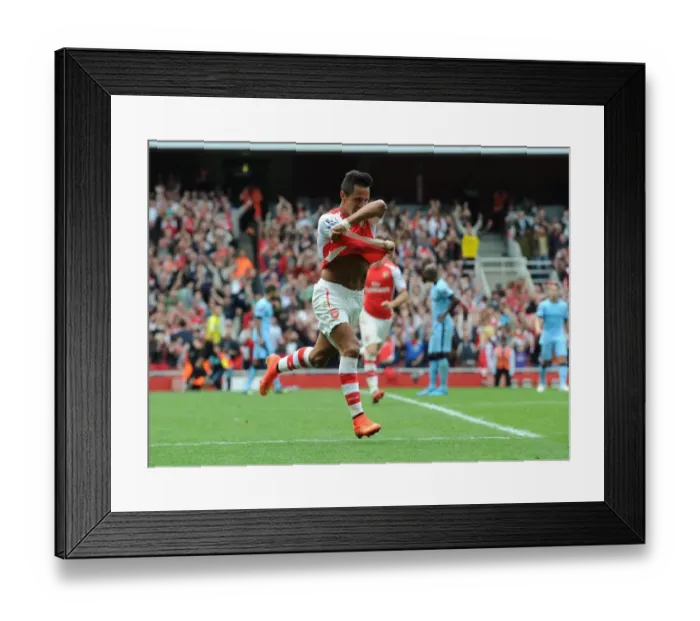 Framed Print : Alexis Sanchez: Scoring the Second Goal for Arsenal Against Manchester City (2014-15) Framed Print : Alexis Sanchez: Scoring the Second Goal for Arsenal Against Manchester City (2014-15)