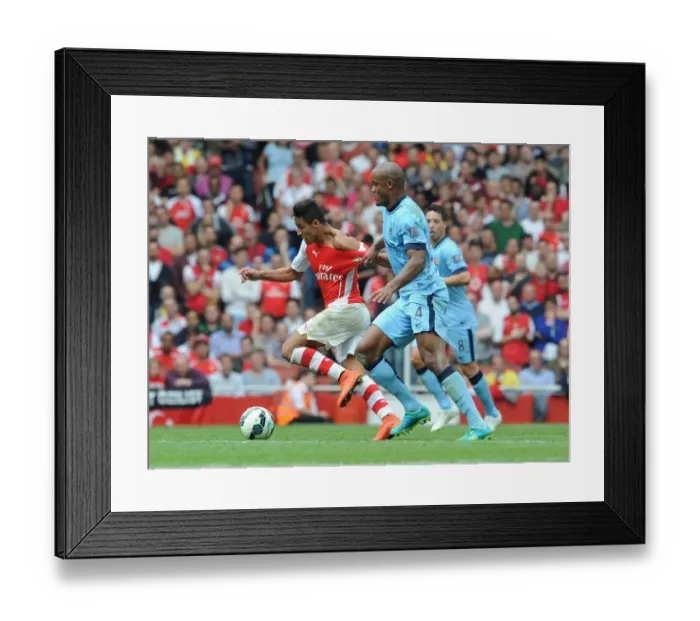 Framed Print : Clash of Titans: Sanchez vs. Kompany - Arsenal vs. Manchester City, Premier League, 2014