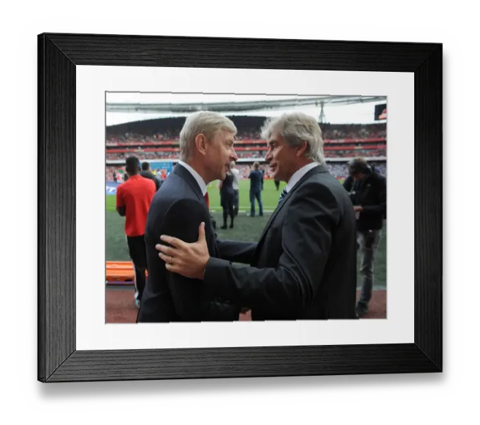 Framed Print : Arsene Wenger and Manuel Pellegrini Pre-Match Handshake: Arsenal vs Manchester City, 2014-15 Premier League
