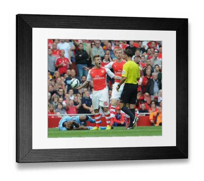 Framed Print : Arsenal's Jack Wilshere Protests to Referee during Arsenal vs Manchester City (2014-15) Framed Print : Arsenal's Jack Wilshere Protests to Referee during Arsenal vs Manchester City (2014-15)