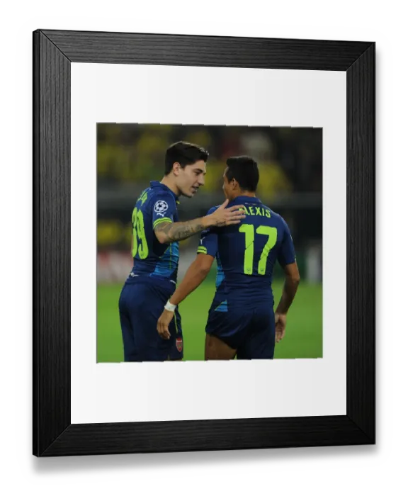 Framed Print : Arsenal Stars Hector Bellerin and Alexis Sanchez Before Borussia Dortmund Clash in UEFA Champions League