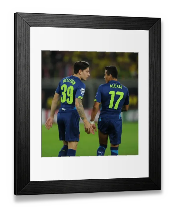 Framed Print : Arsenal Stars: Hector Bellerin and Alexis Sanchez Unite Ahead of Borussia Dortmund Showdown in Champions League