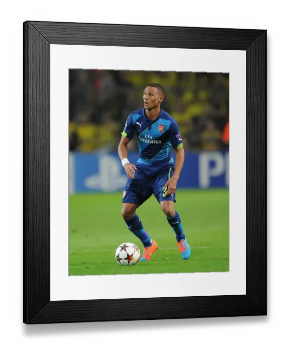 Framed Print : Kieran Gibbs in Action: Borussia Dortmund vs. Arsenal, UEFA Champions League (2014-15)