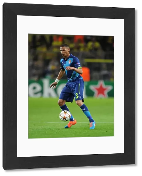 Arsenal's Kieran Gibbs in Action against Borussia Dortmund in the 2014-15 UEFA Champions League