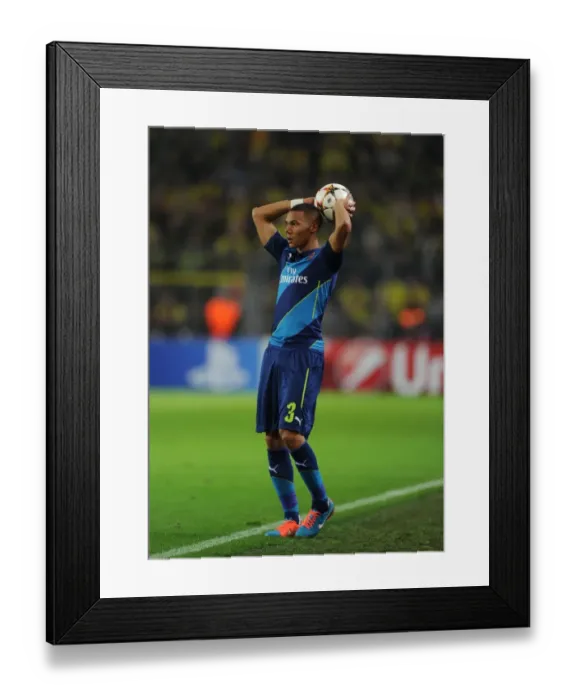 Framed Print : Arsenal's Kieran Gibbs Faces Off Against Borussia Dortmund in the UEFA Champions League