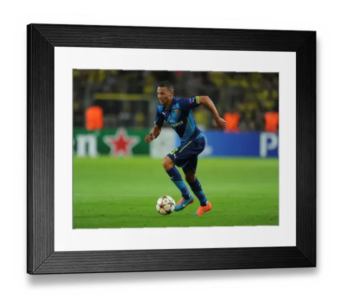 Framed Print : Clash of Titans: Kieran Gibbs vs. Borussia Dortmund in the 2014-15 UEFA Champions League