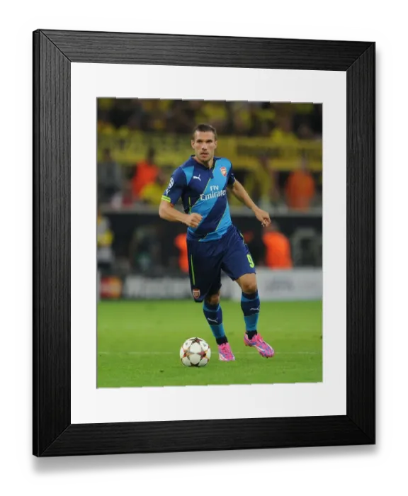 Framed Print : Battle of the Borussias: Podolski's Emotional Clash in Dortmund - Arsenal vs. Borussia Dortmund, UEFA Champions League, 2014