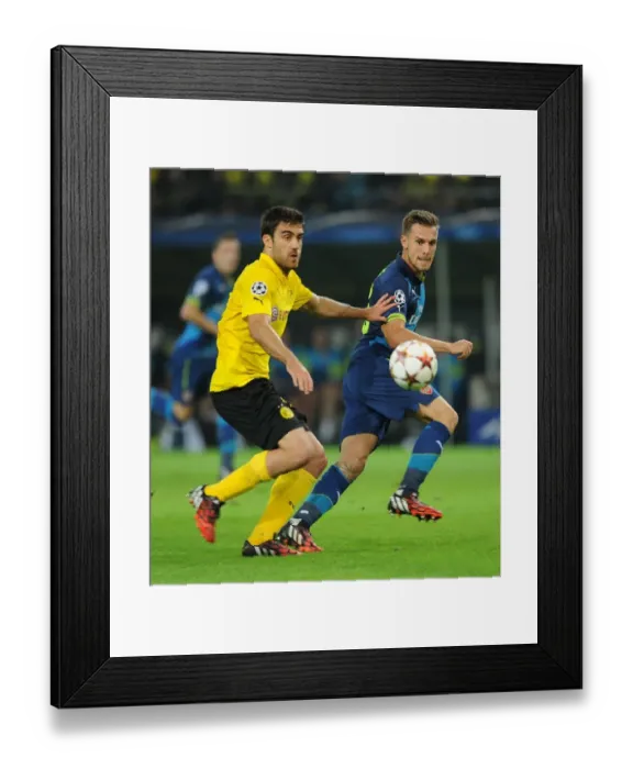 Framed Print : Clash of Titans: Ramsey vs. Sokratis - Borussia Dortmund vs. Arsenal, UEFA Champions League