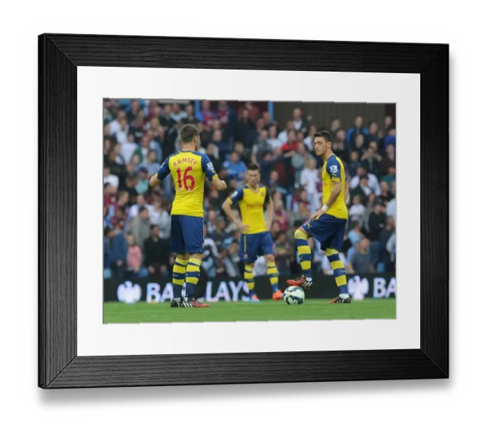 Framed Print : Mesut Ozil and Aaron Ramsey Kick Off Aston Villa vs. Arsenal Premier League Match, 2014-15