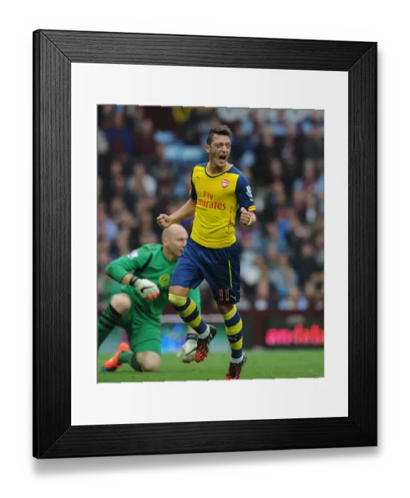 Framed Print : Mesut Ozil Scores First Arsenal Goal: Aston Villa vs. Arsenal, Premier League 2014-15
