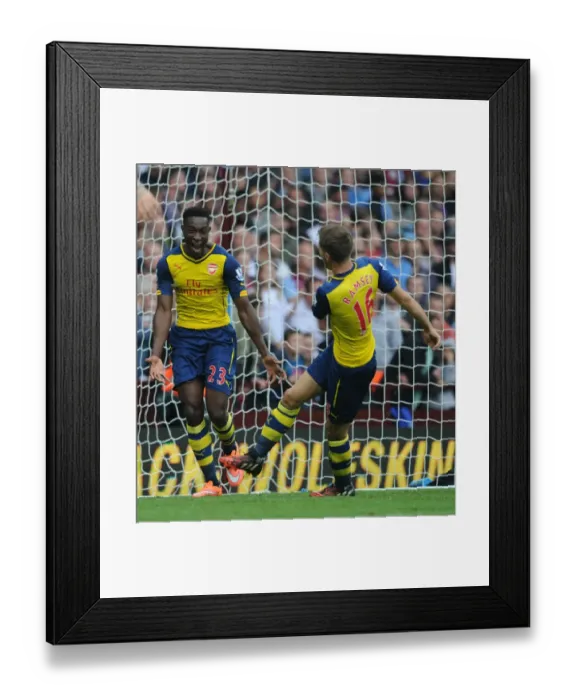 Framed Print : Arsenal's Danny Welbeck and Aaron Ramsey Celebrate Goals Against Aston Villa (2014-15)