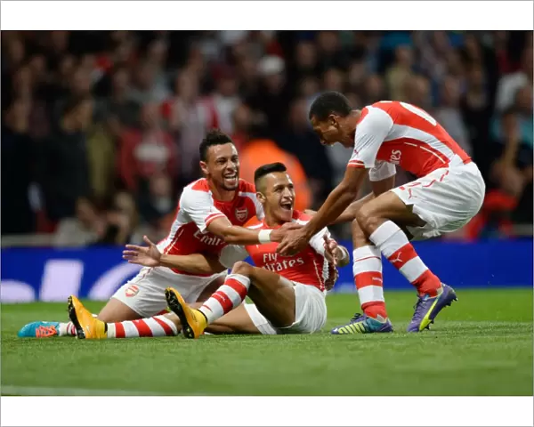 Arsenal: Sanchez, Coquelin, and Hayden Celebrate Goal in League Cup (2014 / 15)
