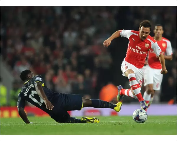 Santi Cazorla Outmaneuvers Victor Wanyama: Arsenal vs Southampton, League Cup 2014 / 15