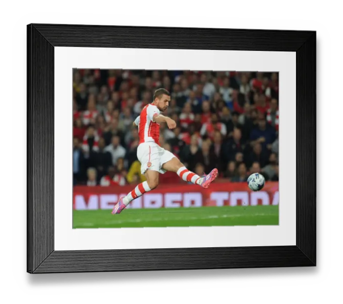 Framed Print : Lukas Podolski in Action: Arsenal vs Southampton, League Cup 2014 / 15