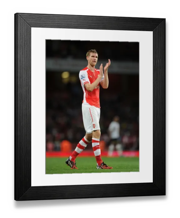 Framed Print : Per Mertesacker Celebrates with Arsenal Fans: Arsenal vs. Tottenham Hotspur, Premier League 2014-15