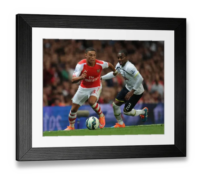 Framed Print : Clash of the Capital Rivals: Oxlade-Chamberlain vs. Rose in the Arsenal v Tottenham Showdown