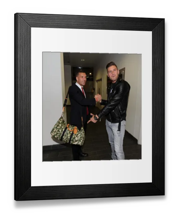 Framed Print : Arsenal Forwards Lukas Podolski and Olivier Giroud Before Arsenal v Tottenham Hotspur, Premier League 2014-15