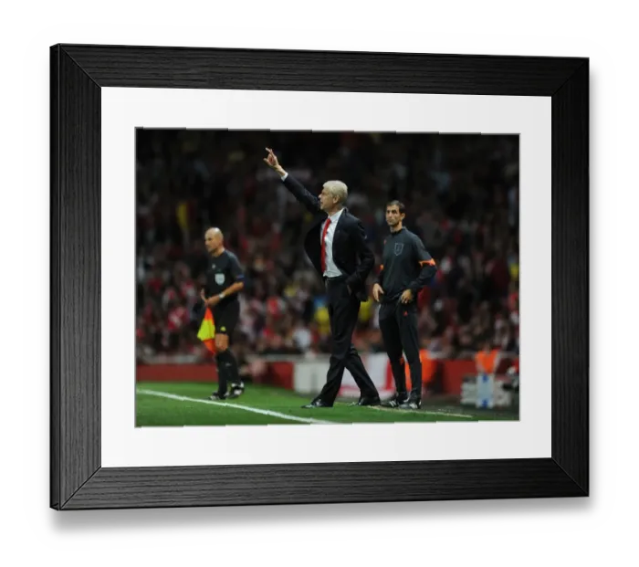 Framed Print : Arsene Wenger Leads Arsenal Against Galatasaray in 2014 Champions League
