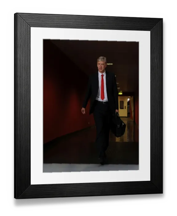 Framed Print : Arsene Wenger, Arsenal FC: Pre-Match Press Conference - Arsenal vs. Galatasaray, UEFA Champions League (2014)