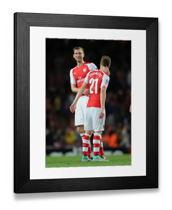 Framed Print : Arsenal Celebrate: Mertesacker and Chambers Reunite after Arsenal's Victory over Galatasaray (2014 / 15 Champions League) Framed Print : Arsenal Celebrate: Mertesacker and Chambers Reunite after Arsenal's Victory over Galatasaray (2014 / 15 Champions League)