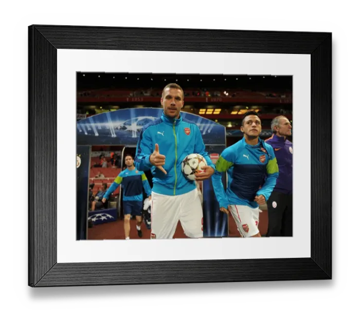 Framed Print : Arsenal FC's Lukas Podolski and Alexis Sanchez Prepare for Galatasaray Clash in Champions League (2014)