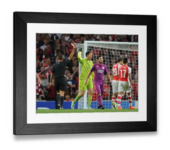 Framed Print : Arsenal's Szczesny Red-Carded by Rocchi in Champions League Clash vs. Galatasaray Framed Print : Arsenal's Szczesny Red-Carded by Rocchi in Champions League Clash vs. Galatasaray