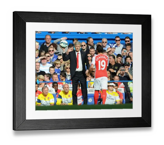 Framed Print : Arsene Wenger Catching Ball for Cazorla: Chelsea vs. Arsenal, Premier League 2014-15 Framed Print : Arsene Wenger Catching Ball for Cazorla: Chelsea vs. Arsenal, Premier League 2014-15