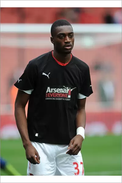 Semi Ajayi (Arsenal) in his Arsenal for Everyone T Shirt. Arsenal 2: 2 Hull City