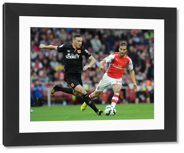 Mathieu Flamini (Arsenal) James Chester (Hull). Arsenal 2: 2 Hull City. Barclays Premier League