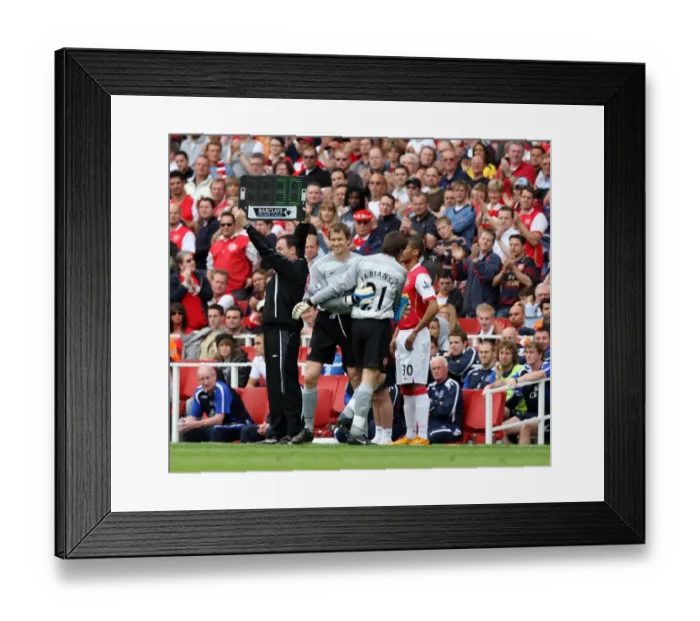 Framed Print : Jens Lehmann (Arsenal) comes on as a sub for Lukasz Fabianski (Arsenal) Framed Print : Jens Lehmann (Arsenal) comes on as a sub for Lukasz Fabianski (Arsenal)