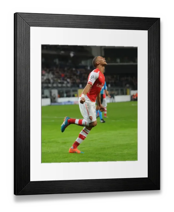 Framed Print : Kieran Gibbs Scores First Goal: Arsenal's Triumph over Anderlecht in the 2014-15 UEFA Champions League