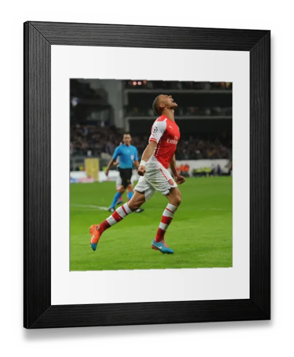 Framed Print : Kieran Gibbs Scores First Goal: Arsenal's Triumph over RSC Anderlecht in UEFA Champions League (2014-15)